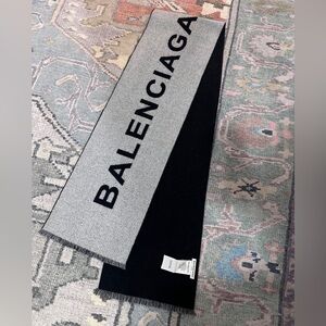 Balenciaga scarf, gray, and black 100% cashmere